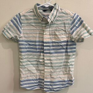 Janie and Jack Blue and Green Striped Button Down Shirt